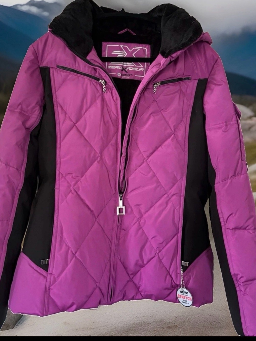 ZeroXposur Women's Magenta and Black Quilted Ski Puffer Jacket
